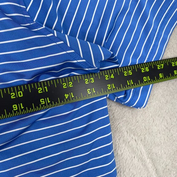 Footjoy Men's Polo Shirt XL Athletic Fit Blue & White Striped Polyester Blend - Picture 5 of 13